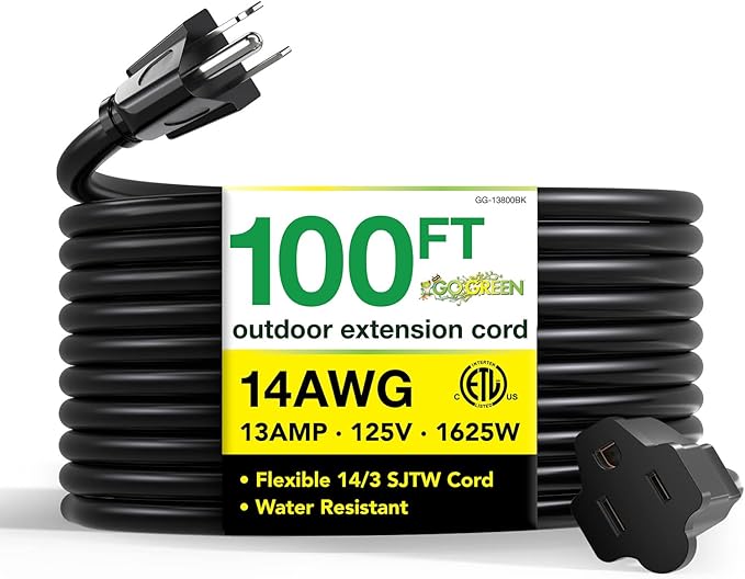 Go Green Power Inc. 14/3 SJTW Outdoor Extension Cord, 100 ft by PowerByGoGreen