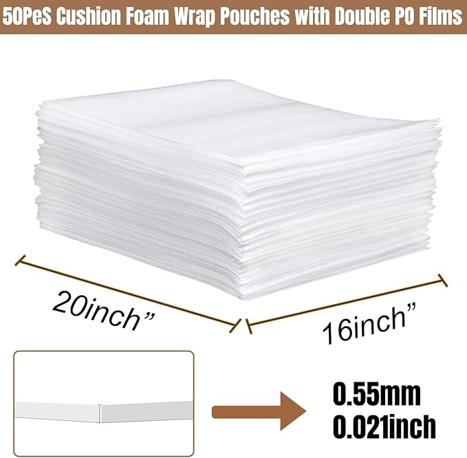 50 Pack 16'' x 20'' Large Cushion Foam Pouches, Foam Wrap Pouches - Image 2