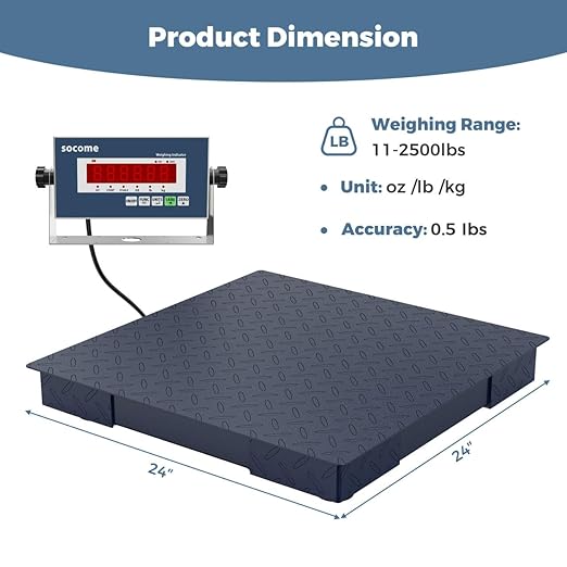 24"x24" Heavy-Duty Floor Scale, Precision Pallet Weighing - Image 2