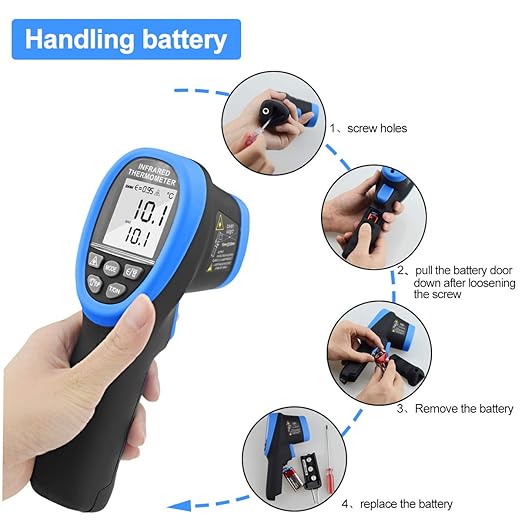 High Temp Infrared Thermometer -58℉~2732℉ Industrial Pyrometer 30:1 Digital IR - Image 8