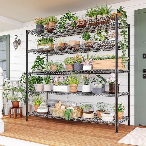 REIBII 55.5" W Storage Shelves 3200LBS Wire Shelving Unit 5 Tier Metal Shelving Heavy Duty Garage Shelving Metal Shelves for Storage Rack Adjustable Pantry Shelf, 55.5" W X 18''D X 71" H, 4PCS - Image 5