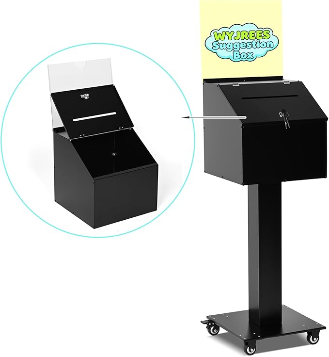 Suggestion Box with Stand, Heavy Duty Metal Floor Standing Offering Box with - Image 7