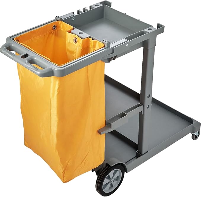 VEVOR Cleaning Cart, 3-Shelf Commercial Janitorial Cart, 200 lbs Capacity - Image 9
