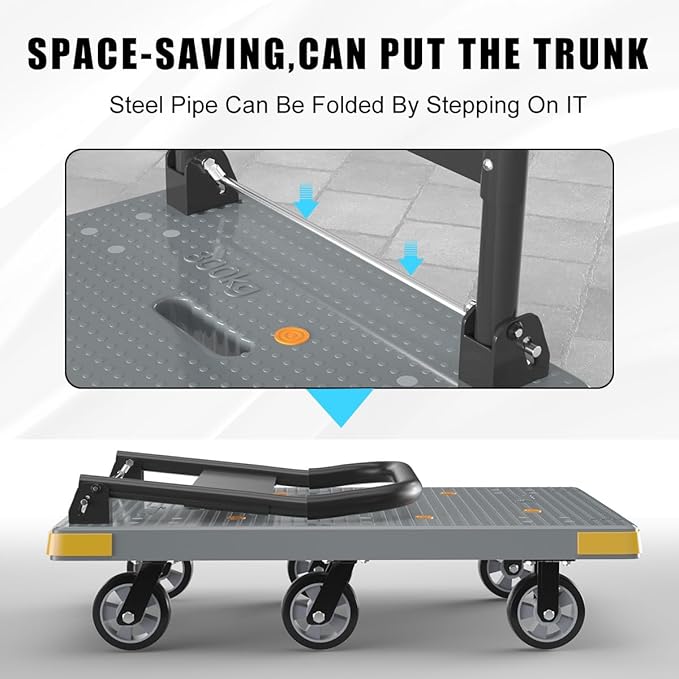 WUD Push Cart, Folding Mobile Platform Trolley, Thickened and Reinforced - Image 4
