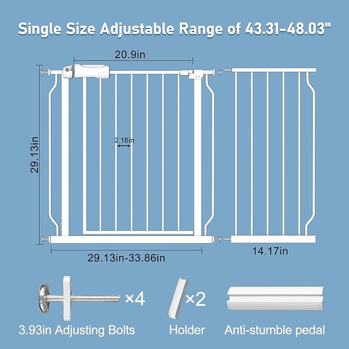 ALLAIBB Extra Wide Pressure Mount Baby Gate Auto Close White Metal Child Dog - Image 6