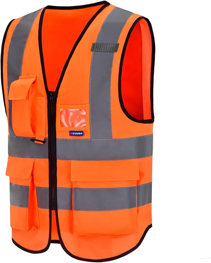 A-SAFETY Orange High Visibility Safety Vest Reflective, 3M Multi Pockets - Image 6