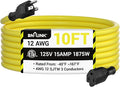 BN-LINK 10ft Outdoor Extension Cord, 12/3 SJTW Heavy Duty Power Cord, 3-Prong by BN-LINK
