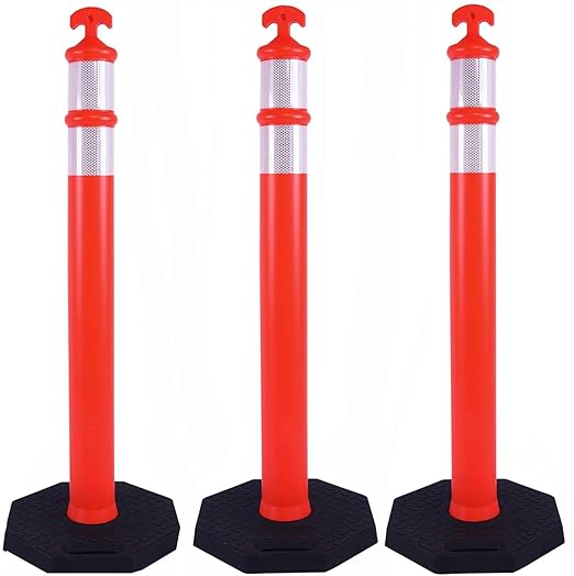 3PACK BESEA Traffic Delineator Cone 45”High Orange Traffic Safety Delineator by BeSea