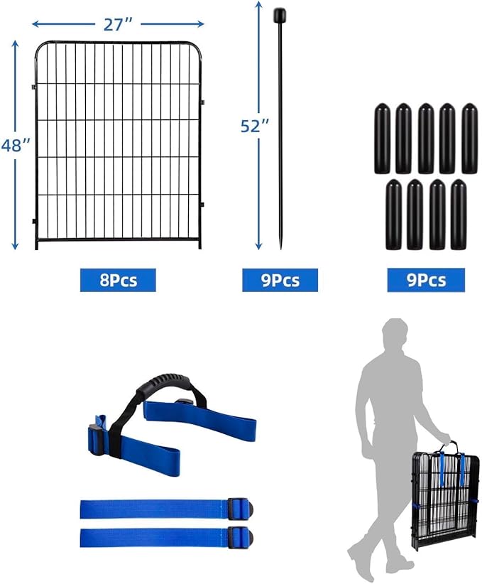 ADAVIN 48 in Garden Fence Panels, 8 Panels Total 17.7 Ft, Heavy Duty Iron Metal - Image 2