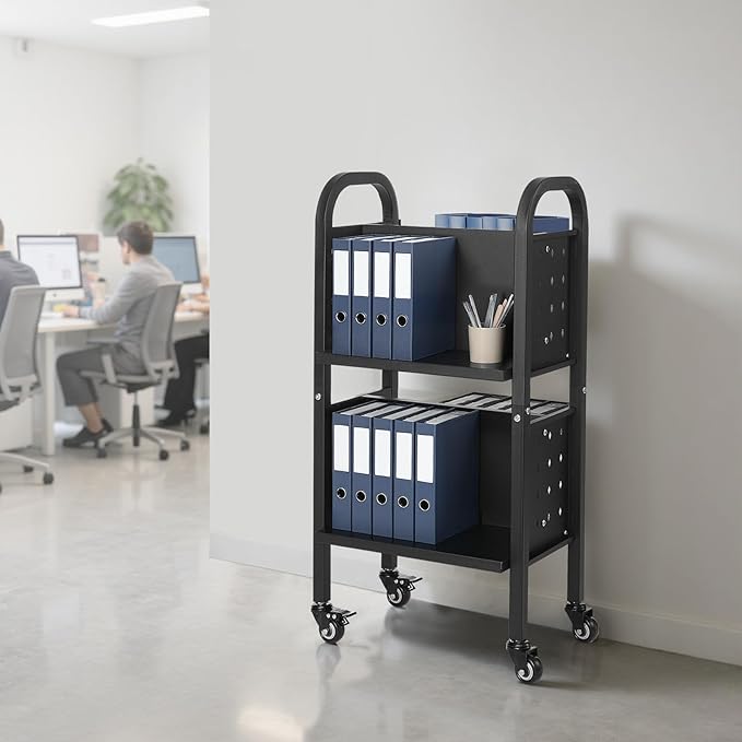 VEVOR Rolling Library Book Cart, 150 lbs Capacity, 17.7 x 13.0 x 34.6-Inch - Image 8