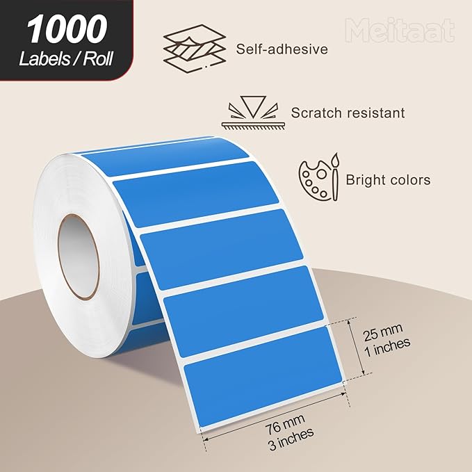 Blue Rectangle Color Coding Labels 3 × 1 Inches, Self-Adhesive Writable - Image 2