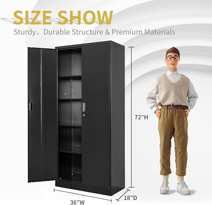Metal Storage Cabinet, 72 Inch Tall Metal Storage Cabinet - Image 3