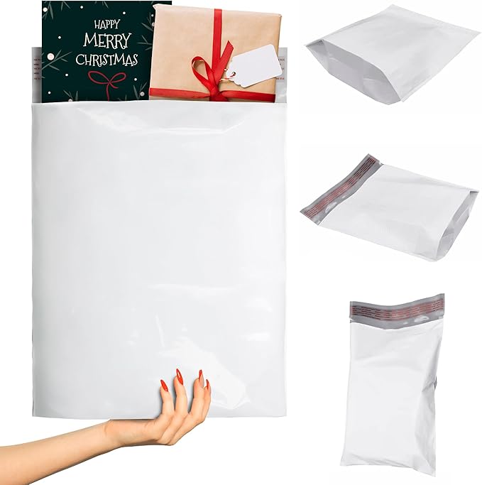 ABC PACK & SUPPLY White Gusseted Poly Mailers, 2.5 Mil. Plastic Shipping Bags by ABCPackSupply%C2%AE