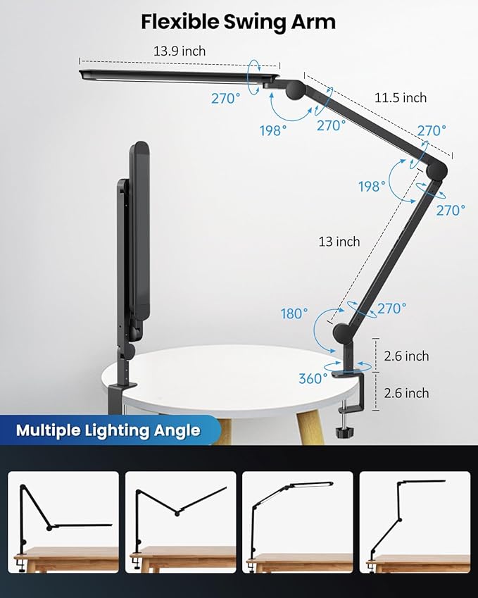 LED Desk Lamp with Clamp, Ultra-Bright Dual Light Architect Desk Light with - Image 6