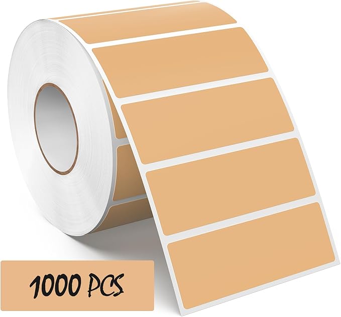 Brown Rectangle Color Coding Labels 3 × 1 Inches, Self-Adhesive Writable by Meitaat
