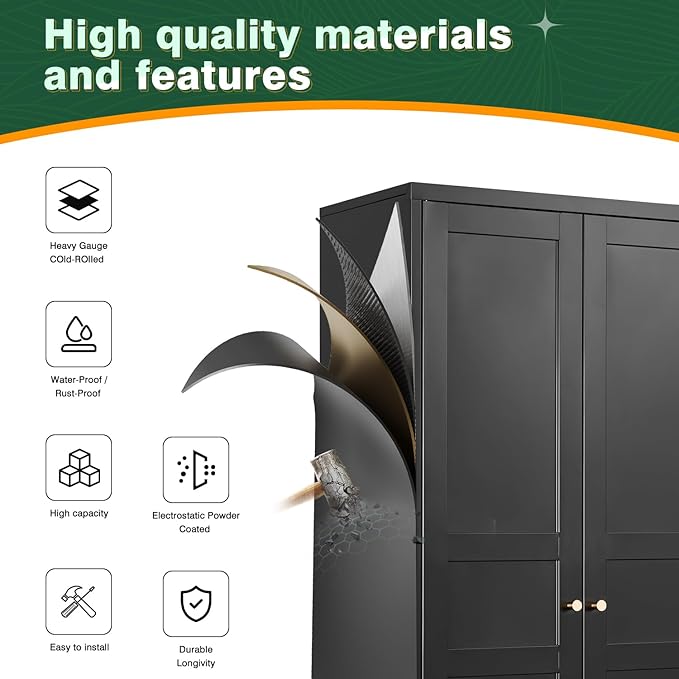 Letaya Wardrobe Armoire Closet, Bedroom Armoire Cabinet Clothes Organizer - Image 5