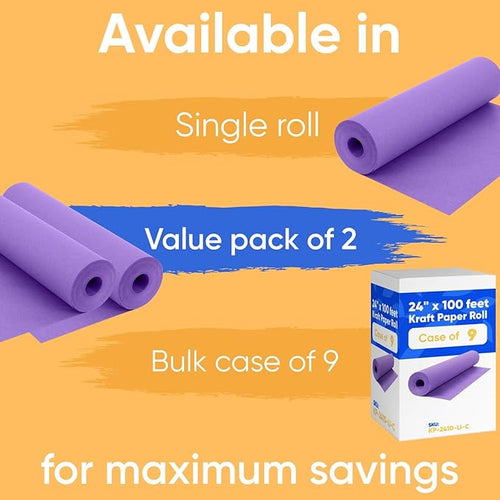 24" x 1200" Lilac Kraft Paper Roll, 45 lbs Thickness, Made in USA Colored Craft - Image 2
