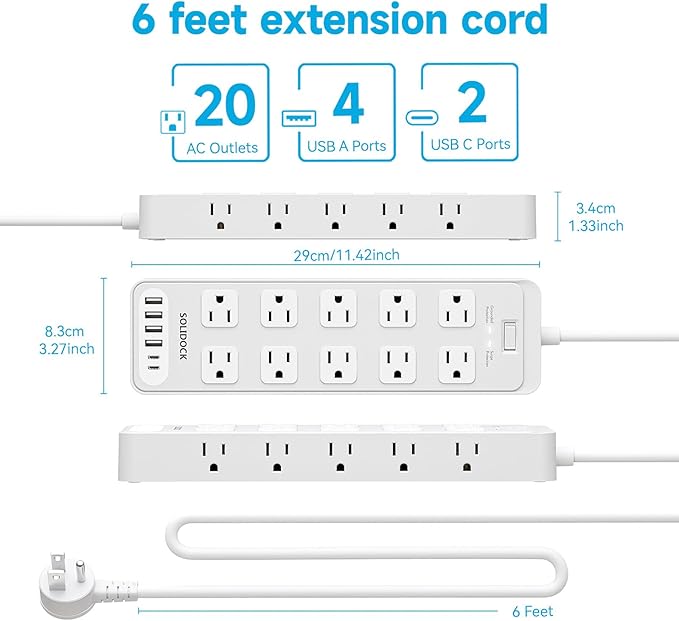 Flat Plug Power Strip Surge Protector - Image 7