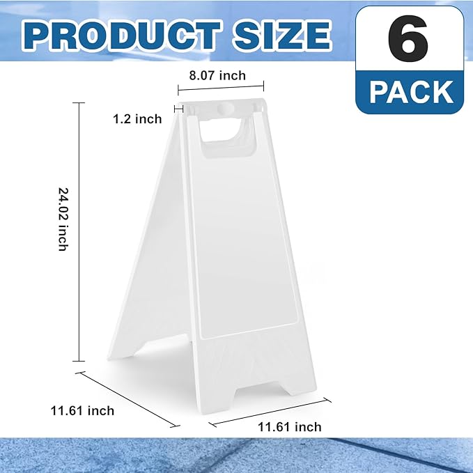 6 Pack 24 Inch Blank Floor Sign White A-frame Foldable Caution Sign Write-On - Image 2