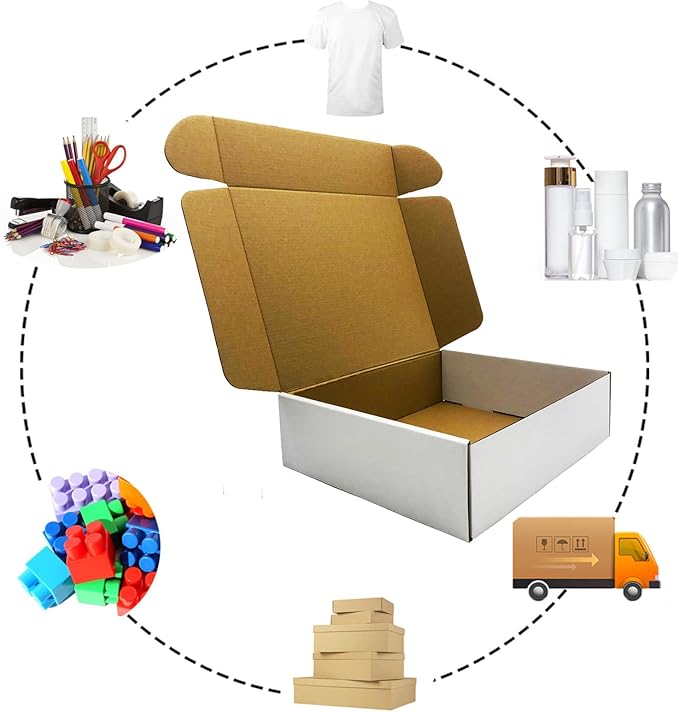 Shipping Boxes 11x9x3 inch Set of 25，White Corrugated Cardboard Box - Image 2