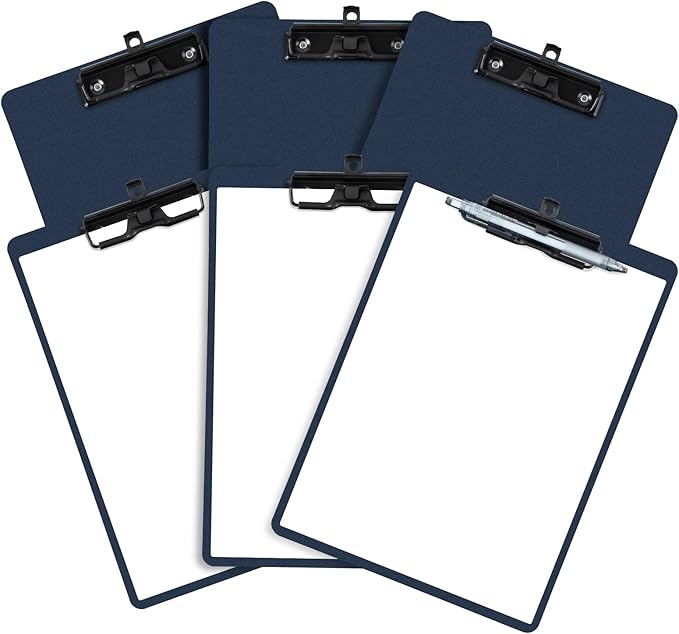 Blue Clipboard with Pen Holder, Hanging Clip Boards Holds 8.5x11 Inch Papers by FRETONBA