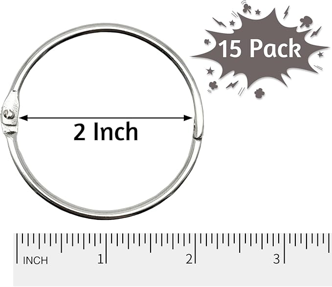 OWLKELA 2 Inch 15 Pack Loose Leaf Binder Rings, Keychain Key Ring - Image 2