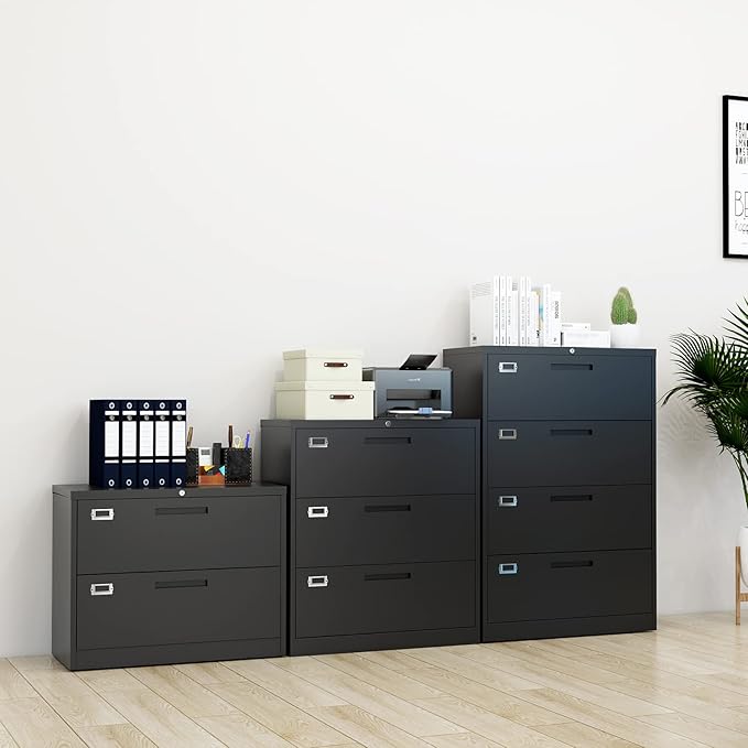 Lateral File Cabinet with Lock, 3 Drawer Large Metal Filing Cabinet, Home - Image 9