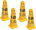 Caution Wet Floor Sign, 26.4-Inch Safety Cone, 4 Pack Yellow Plastic, by YOURSAFETYOURPRIORITY