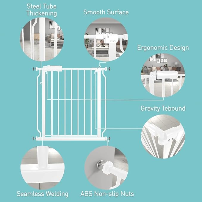 WAOWAO Baby Gate 38.58-43.27" Extra Wide Pressure Mounted Walk Through Swing - Image 2
