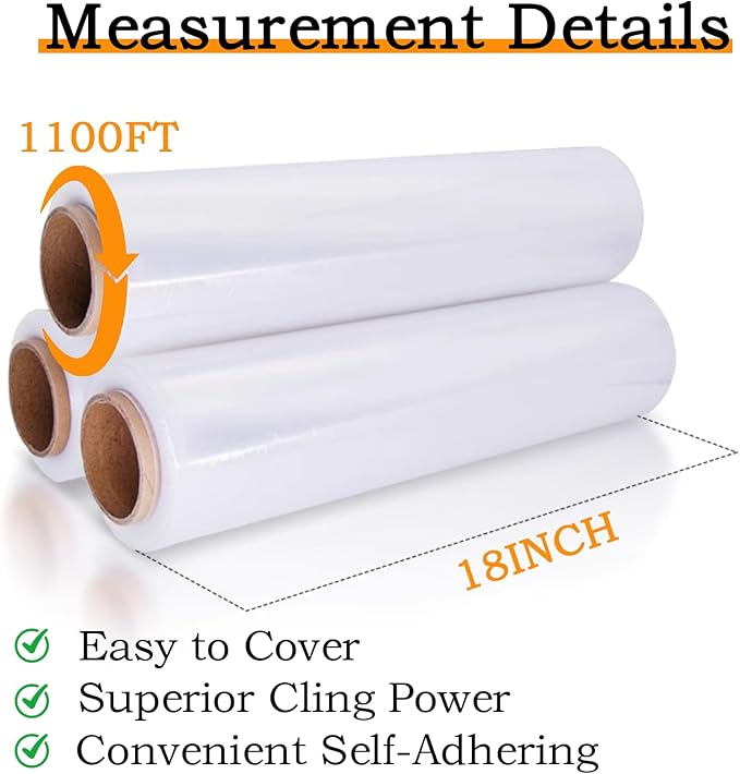 18 Inch 80 Gauge Stretch Film 1100ft 4 Rolls - Image 3