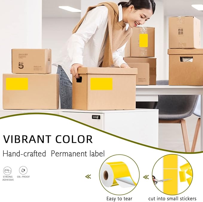 PARLAIM 3 X 5 Inch Rectangle Adhesive Color Coding Stickers, Square Yellow - Image 5