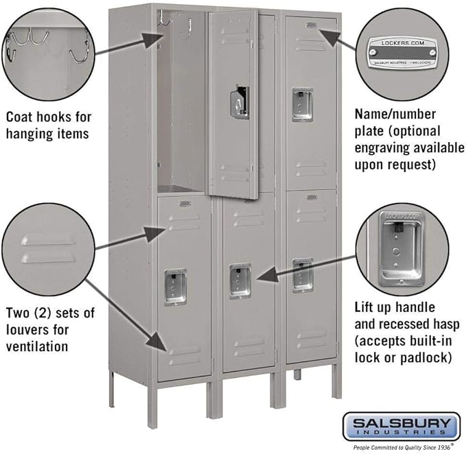 Salsbury Industries 62352GY-U Unassembled Standard Metal Locker - Image 6