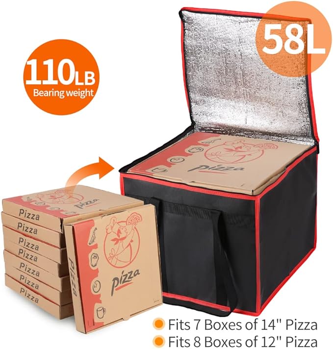 Bodaon Insulated Pizza Delivery Bag, Commercial Delivery Bag, Food Warmers - Image 4