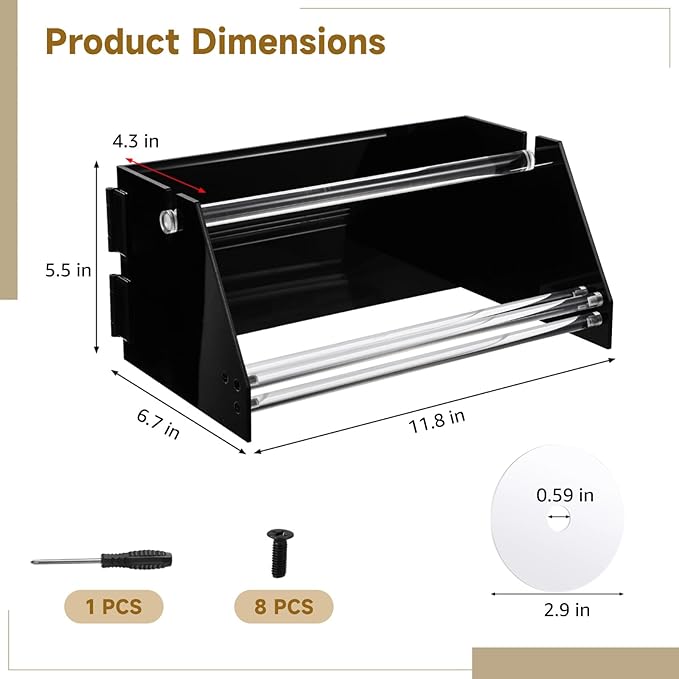 Foldable Acrylic Label Roll Dispenser, Adjustable Black Label Organizer - Image 5