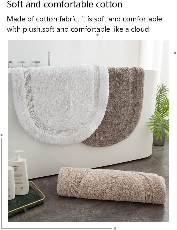 Thickened Cotton Oval Bath Mat Non Slip Bathroom Rug Absorbent Solid Color Carpet Handmade Mat for Household Doorways - Image 2