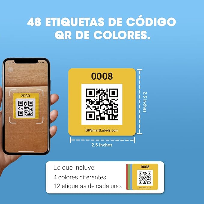SmartLabels – Etiquetas QR en Español | Paquete de 48 | Etiquetas QR Multicolor - Image 5