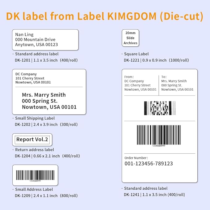 Label KINGDOM Replace for Brother DK-1221 Square White Paper Labels, Use - Image 5