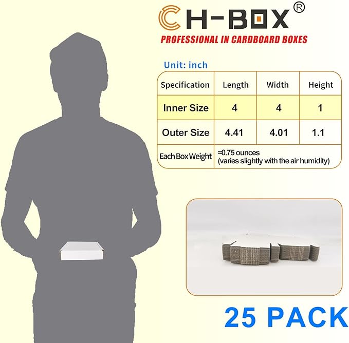 4x4x1'' Small Shipping Boxes 25 Pack, Corrugated Cardboard Mailers - Image 3