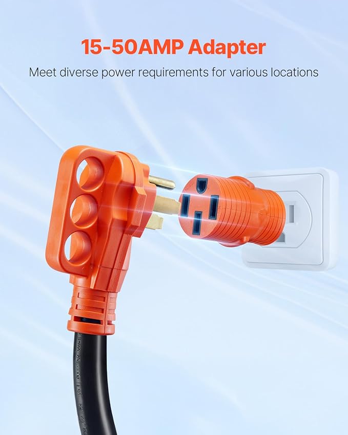 VEVOR 50 Amp RV Extension Cord 50 Feet, Heavy Duty STW 6/3+8/1 AWG Power Cord - Image 5