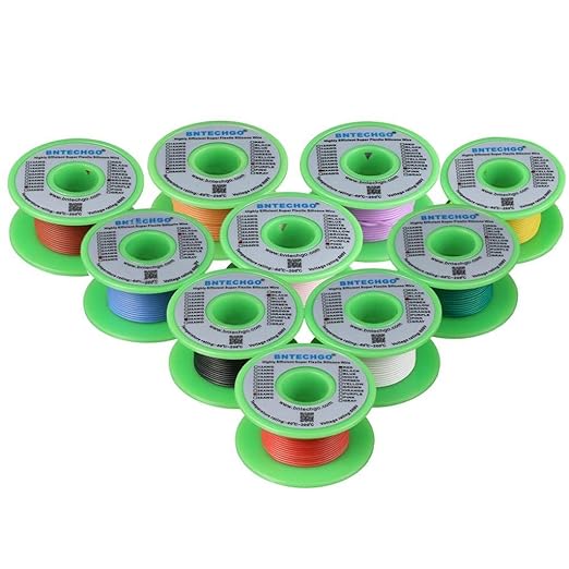 BNTECHGO 28 Gauge Silicone Wire Kit 10 Color Each 25 ft Flexible 28 AWG by BNTECHGO