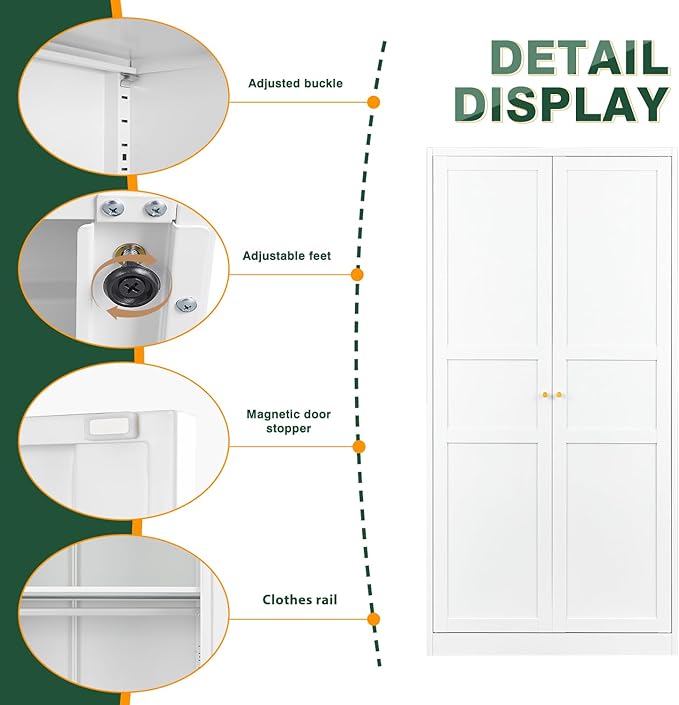 Letaya Wardrobe Armoire Closet, Bedroom Armoire Cabinet Clothes Organizer - Image 4