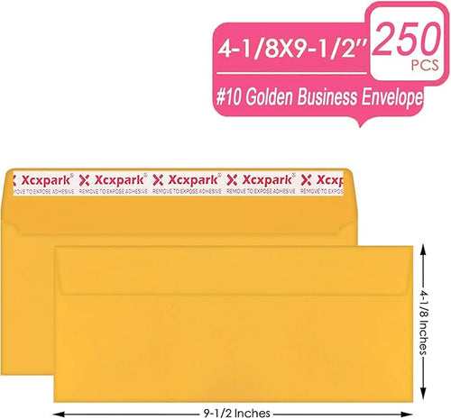 250 PCS #10 Golden Self Seal Kraft Security Envelopes - Image 2