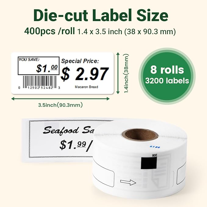 Compatible with Brother QL-800 Label DK-1208 Large White Paper Address Die-Cut - Image 2