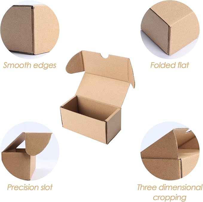 PHAREGE 4.6x2.2x2.2 inch Shipping Boxes Bulk 50 Pack Brown, Tab Lock Tuck Top - Image 5