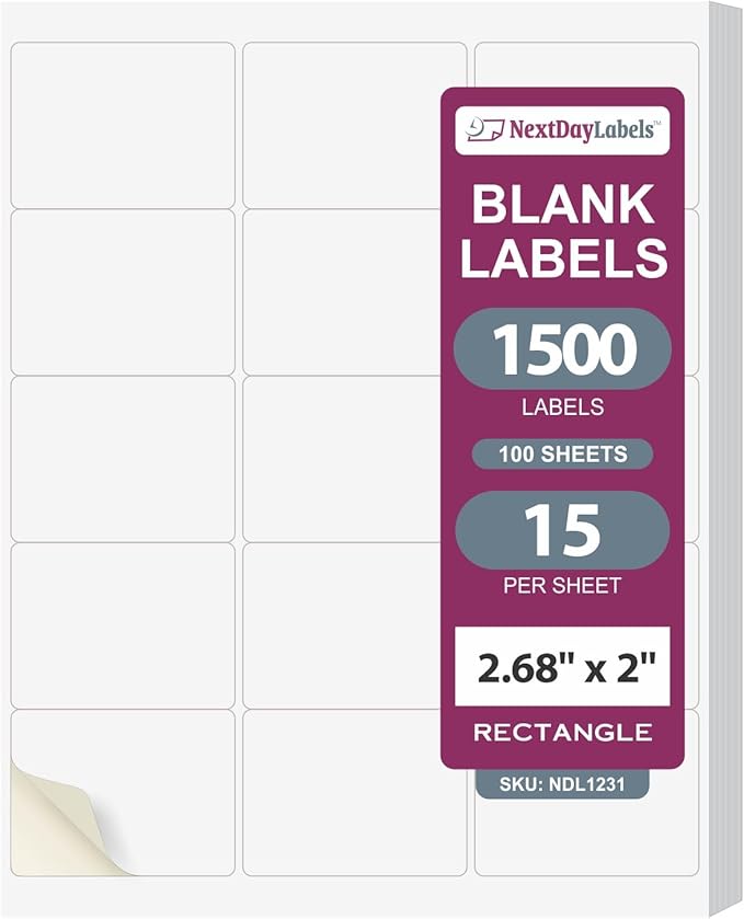 NextDayLabels – 2"-11/16 x 2 Rectangular Sticker Labels by NextDayLabels