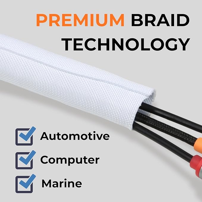 1/8 inch Split Braided Cable Management Sleeve - Image 2