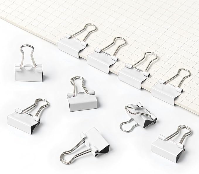 50 Pack Medium White Binder Clips 1 Inch, Colored Paper Clamps, Middle Size - Image 4