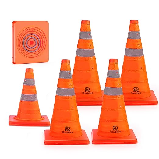 RoadHero 18 Inch 6 Pack Collapsible Traffic Safety Cones, Parking Lots by RoadHeroUS
