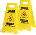 2 Pack Caution Wet Floor Sign, Bright Yellow, Double-Sided A-Frame Safety by Unknown