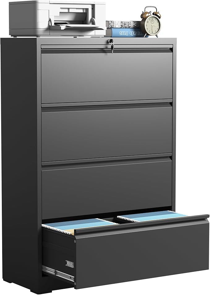 4 Drawer Lateral File Cabinets, Metal Filing Cabinet by IKIMIMetalFurniture